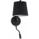 Applique moderne en métal et tissu noir avec liseuse LED Camille