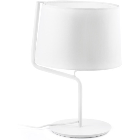 Lampe de chevet moderne blanche en métal et tissu Camille