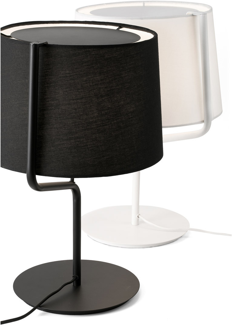 Lampe de chevet moderne blanche en métal et tissu Camille