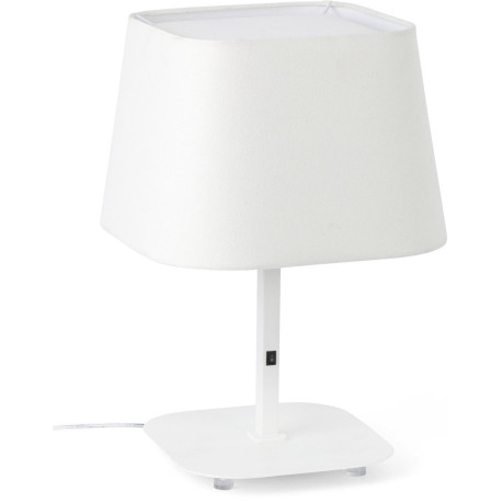 Lampe à poser moderne en métal et tissu blanc Inès