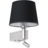Applique moderne en métal chromé et tissu noir avec liseuse LED Chloé