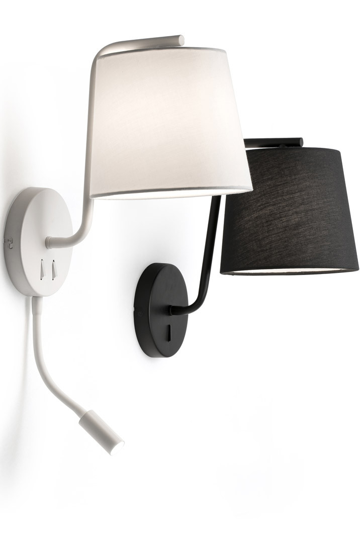 Lampe de chevet moderne blanche en métal et tissu Camille