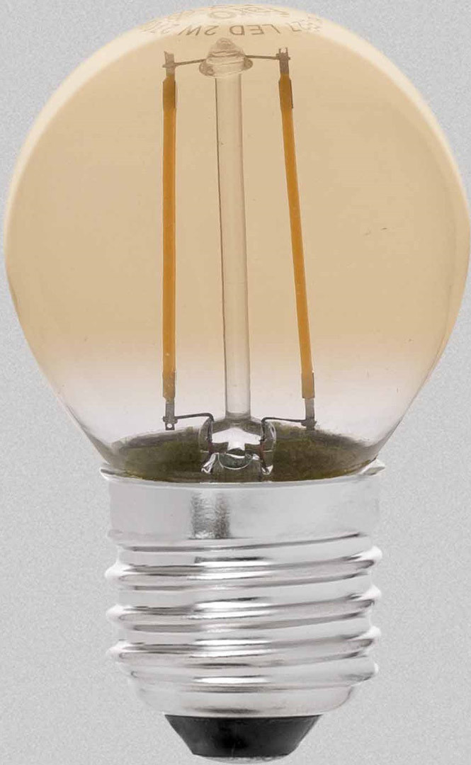 Ampoule décorative ambre LED E27 2W Ø4,5 cm 200Lm