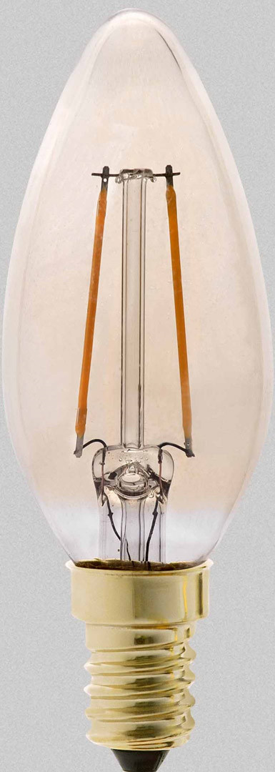 Ampoule chandelle ambre LED E14 2W Ø3,6 cm 200 Lm