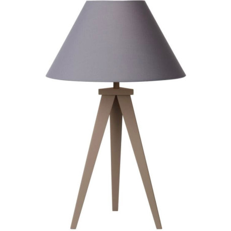 Lampe de table design métal et tissu taupe Mokuzai