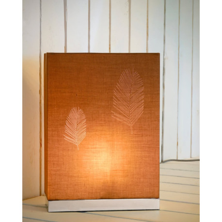 Lampe à poser contemporaine en tissu taupe Marina
