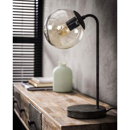 Lampe de table vintage sphère en métal noir et verre Noemie