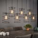 Suspension industrielle en métal noir 7 x Ø20 cm Aurèle