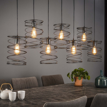 Suspension industrielle en métal noir 7 x Ø20 cm Aurèle