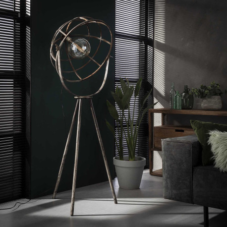 Lampadaire vintage en métal argenté Ø60 cm Erika