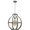 Suspension vintage en métal argenté globe Ø50 cm Erika