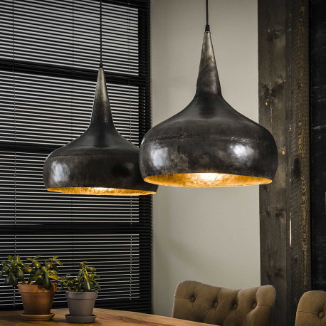Suspension industrielle en métal argenté 2xØ40 cm Kévin