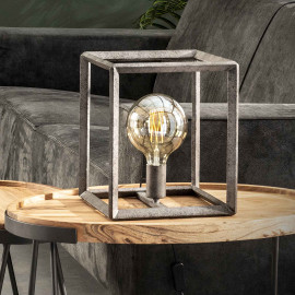 Lampe de table industrielle en métal argenté Baptiste