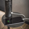 Lampadaire industriel en métal noir avec port USB Antoine