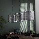 Suspension industrielle en métal argenté 3 x Ø 30 cm Quentin