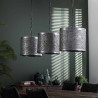 Suspension industrielle en métal argenté 3 x Ø 30 cm Quentin