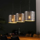 Suspension industrielle en métal argenté 3 x Ø 30 cm Quentin