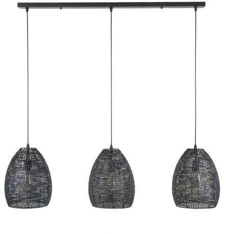 Suspension industrielle ovale en métal noir rouillé 3 x Ø 26 cm Rico
