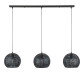 Suspension industrielle ronde en métal noir rouillé 3 x Ø 26 cm Rico